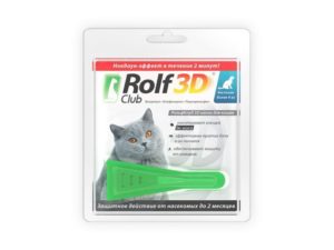 Рольф Клаб 3D, капли для кошек от блох и клещей
