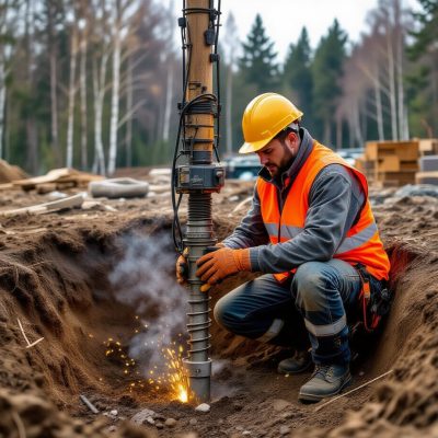 Бурение скважин для монтажа винтовых свай